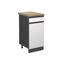 KÜCHENUNTERSCHRANK R-Line Weiß 40 cm, AP Eiche - Anthrazit/Weiß, Holzwerkstoff (40/81.6/60cm) - Vicco
