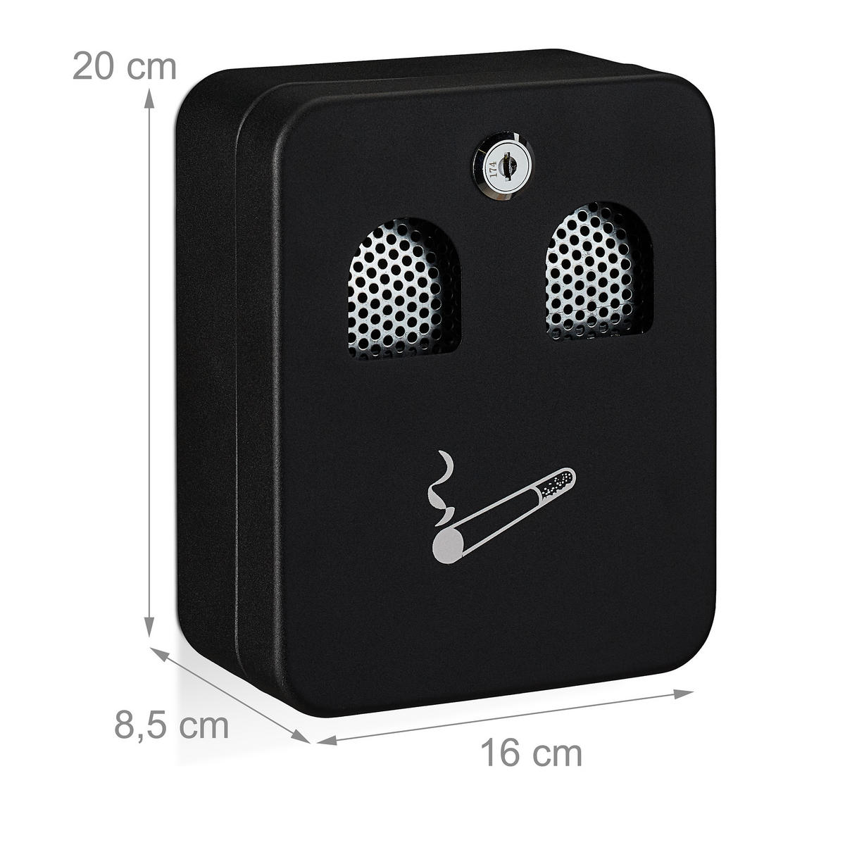 ASKKOPP Svart järn väggmonterad låsbar - Svart, Metall (16cm) - Relaxdays