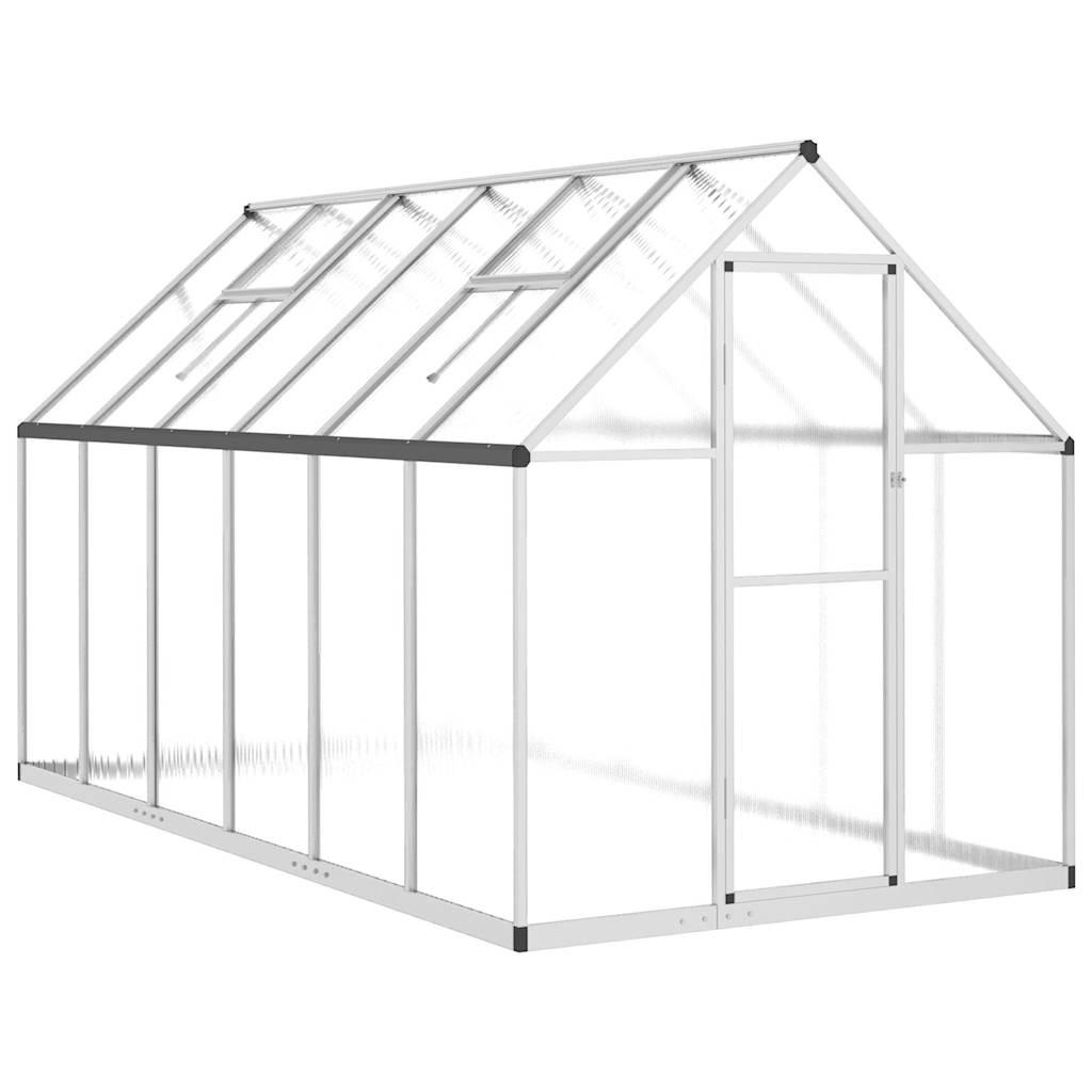 GEWÄCHSHAUS mit Fundamentrahmen Silber 334x169x195cm Aluminimum - Silberfarben, Metall (169/195/334cm)