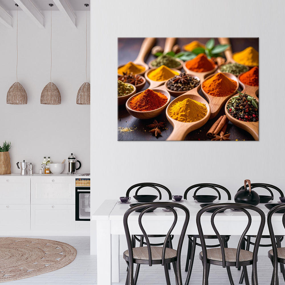 LEINWANDBILD Bunte Gewürze 100x70cm - Multicolor, Textil (100/70cm) - Feeby