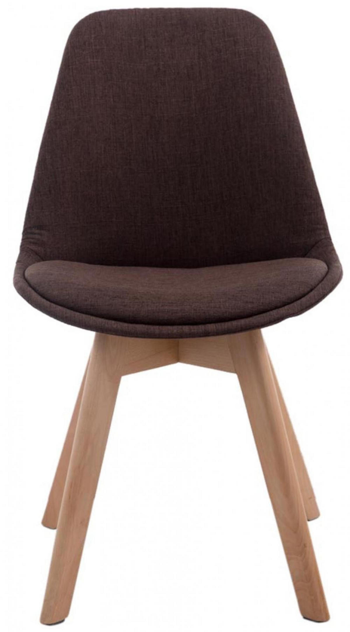 STUHL 4er Set Stoff braun - Eukalyptusholzfarben/Braun, Holz/Textil (48/84/55cm) - CLP