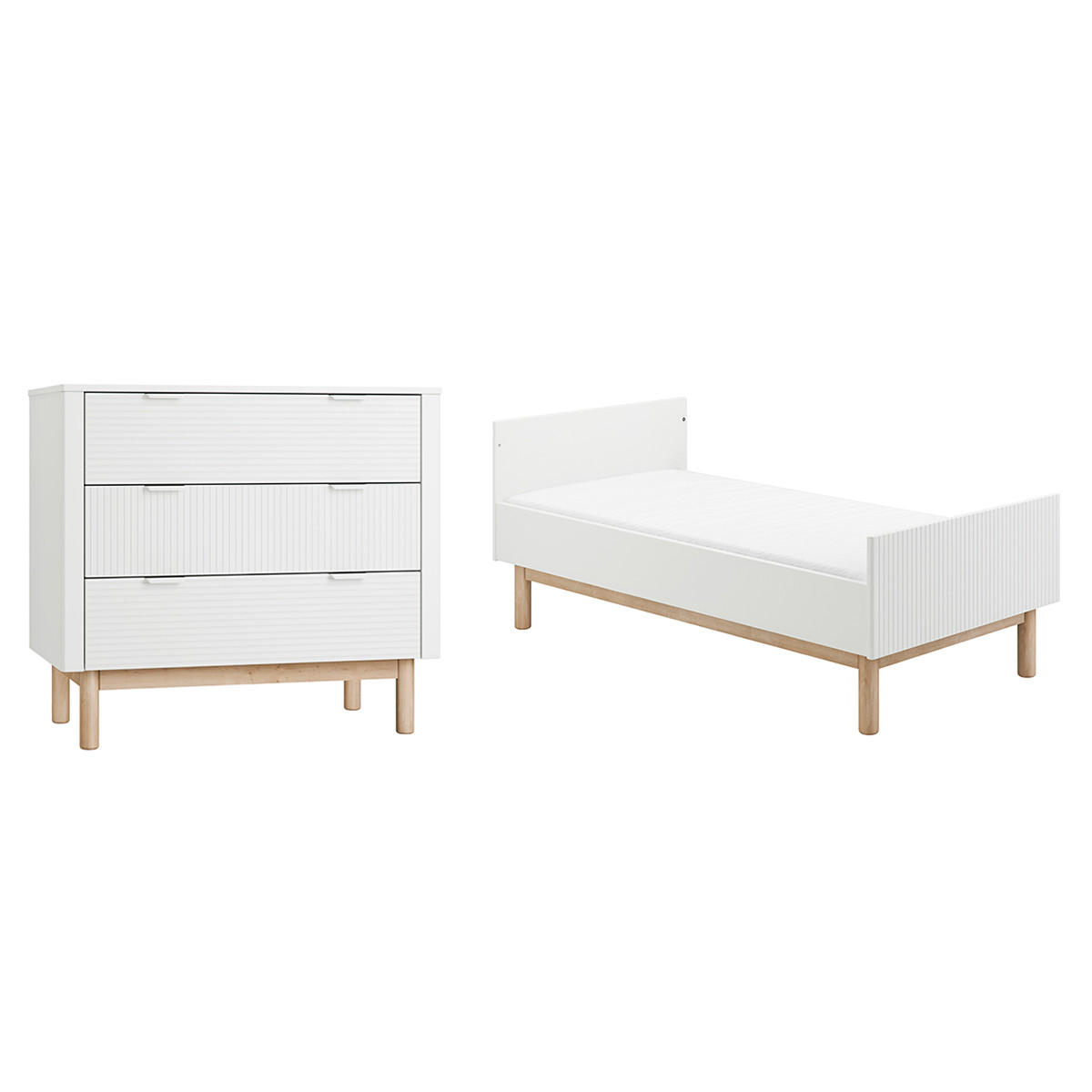 POKOJ PRO MIMINKO 2DÍLNÝ Miloo Bílá - bílá, kompozitní dřevo (143.5/87.5/75cm) - Petits-meubles