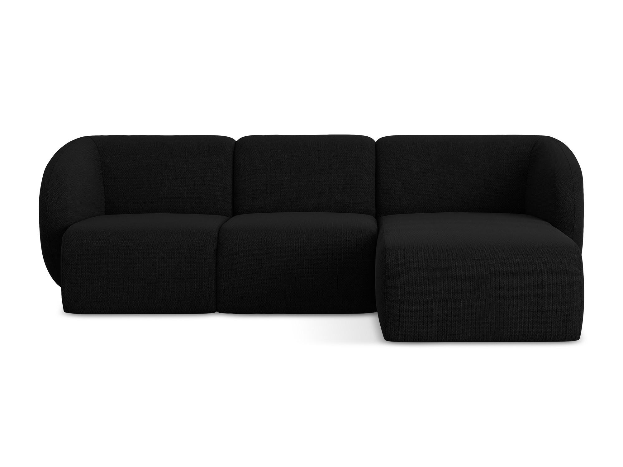 ECKSOFA Rechts Bouclé Stoff Schwarz - Schwarz, Holzwerkstoff/Kunststoff (248/166cm) - Makamii