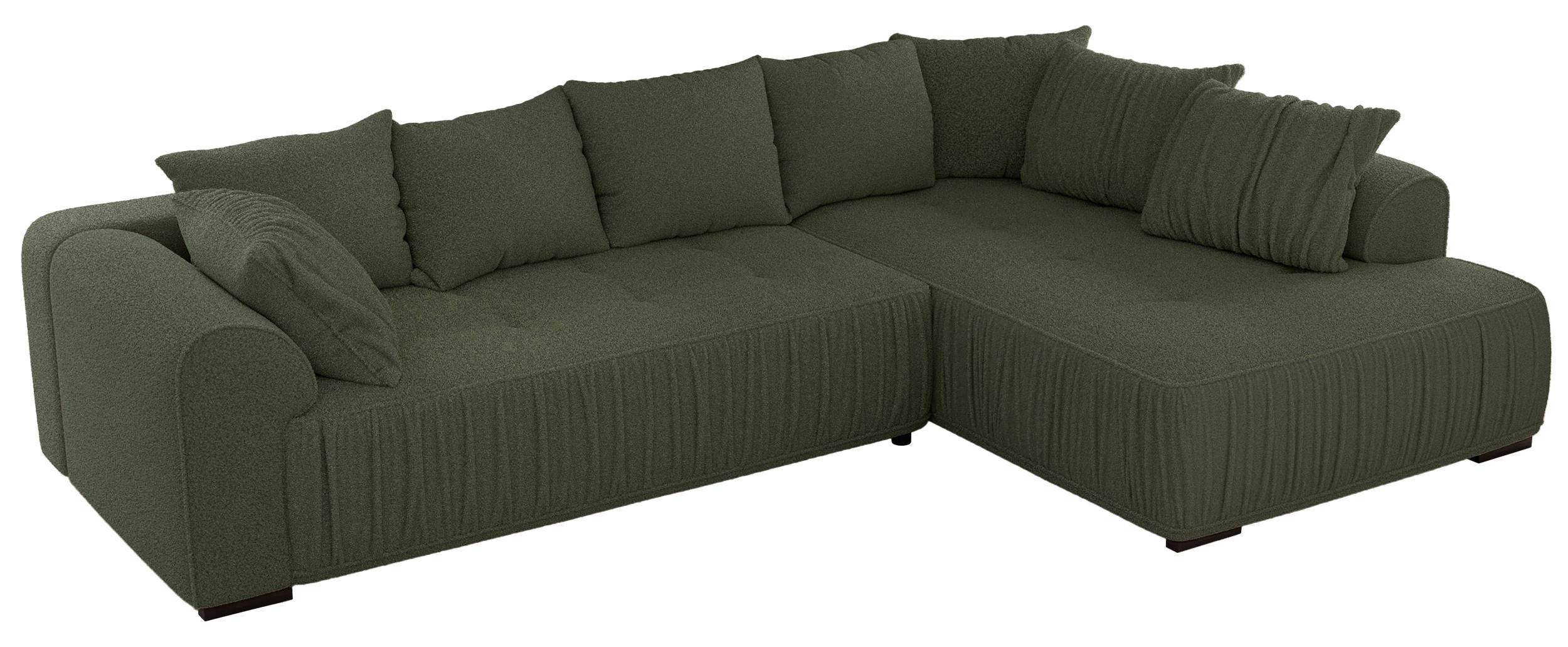 ECKSOFA ORTA Grün Boucle - Rechts - Schwarz/Grün, Textil (200/325cm) - MKS