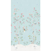 FOTOTAPETE Blumen und Vögel 159 x 280 cm - Blau, Papier (159/280cm) - Sanders & Sanders