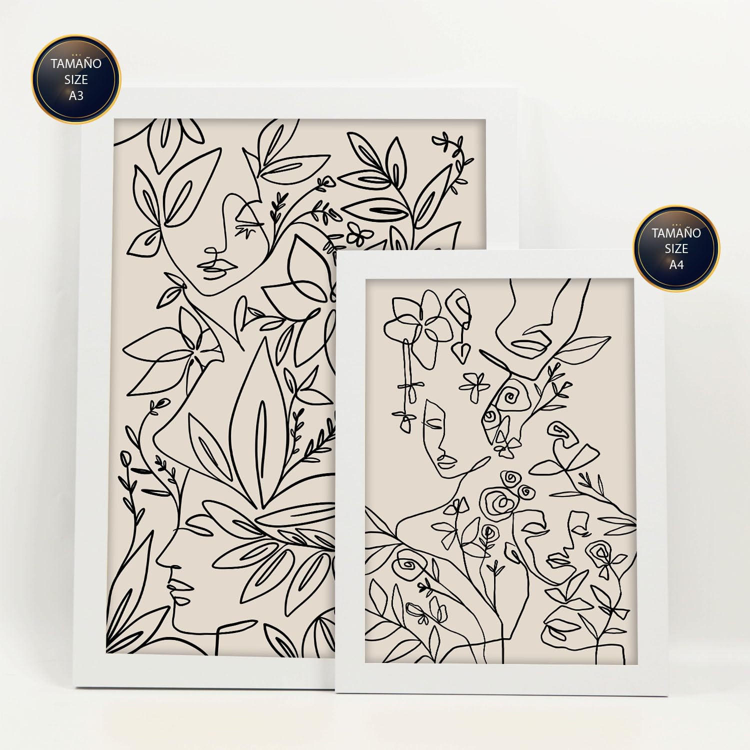 POSTER Set Mit 6 Ruffenrahmen 1 In Blume Zusammenfassung Ästhetische Dekorative Gemälde Für Ihr Wohnzimmer Schlafzimmer Zuhause A3 & A4 Weißer Rahmen - Weiß, Papier (29/3cm) - Nacnic