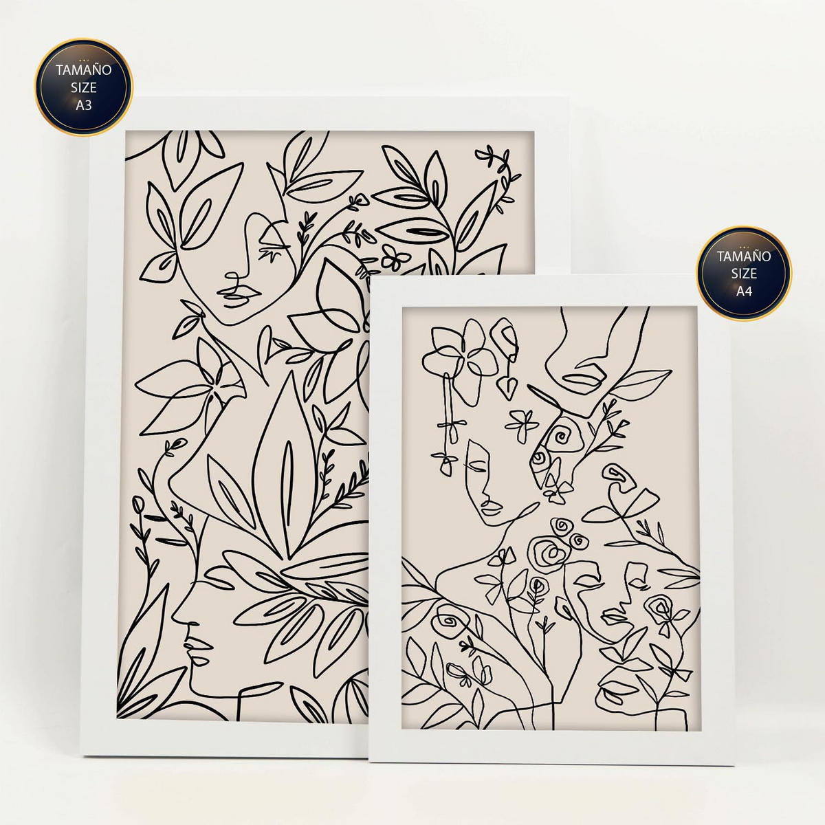 POSTER Set Mit 6 Ruffenrahmen 1 In Blume Zusammenfassung Ästhetische Dekorative Gemälde Für Ihr Wohnzimmer Schlafzimmer Zuhause A3 & A4 Weißer Rahmen - Weiß, Papier (29/3cm) - Nacnic