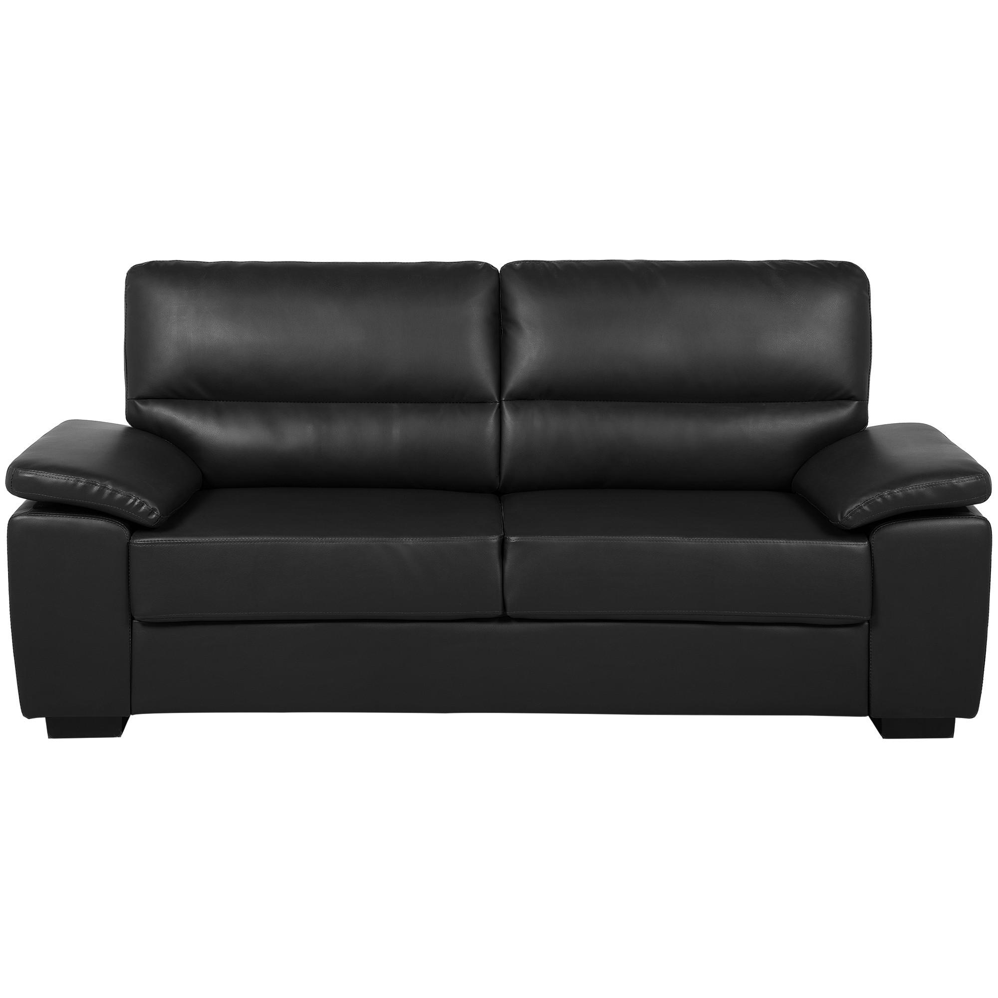 3-SITZER-SOFA Kunstleder Schwarz Vogar - Schwarz, Kunststoff/Textil (195/90/74cm) - Beliani