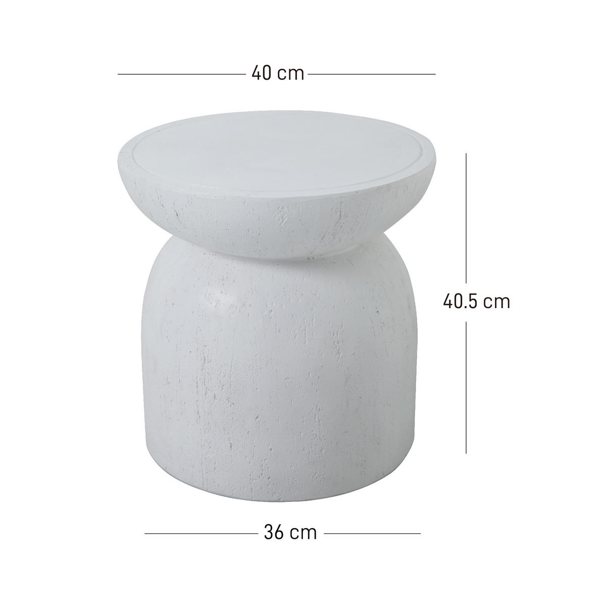 BEISTELLTISCH Rund Weiß 45 x 45 x 52 cm - Weiß, Metall (40/40/40.5cm) - Nordlys