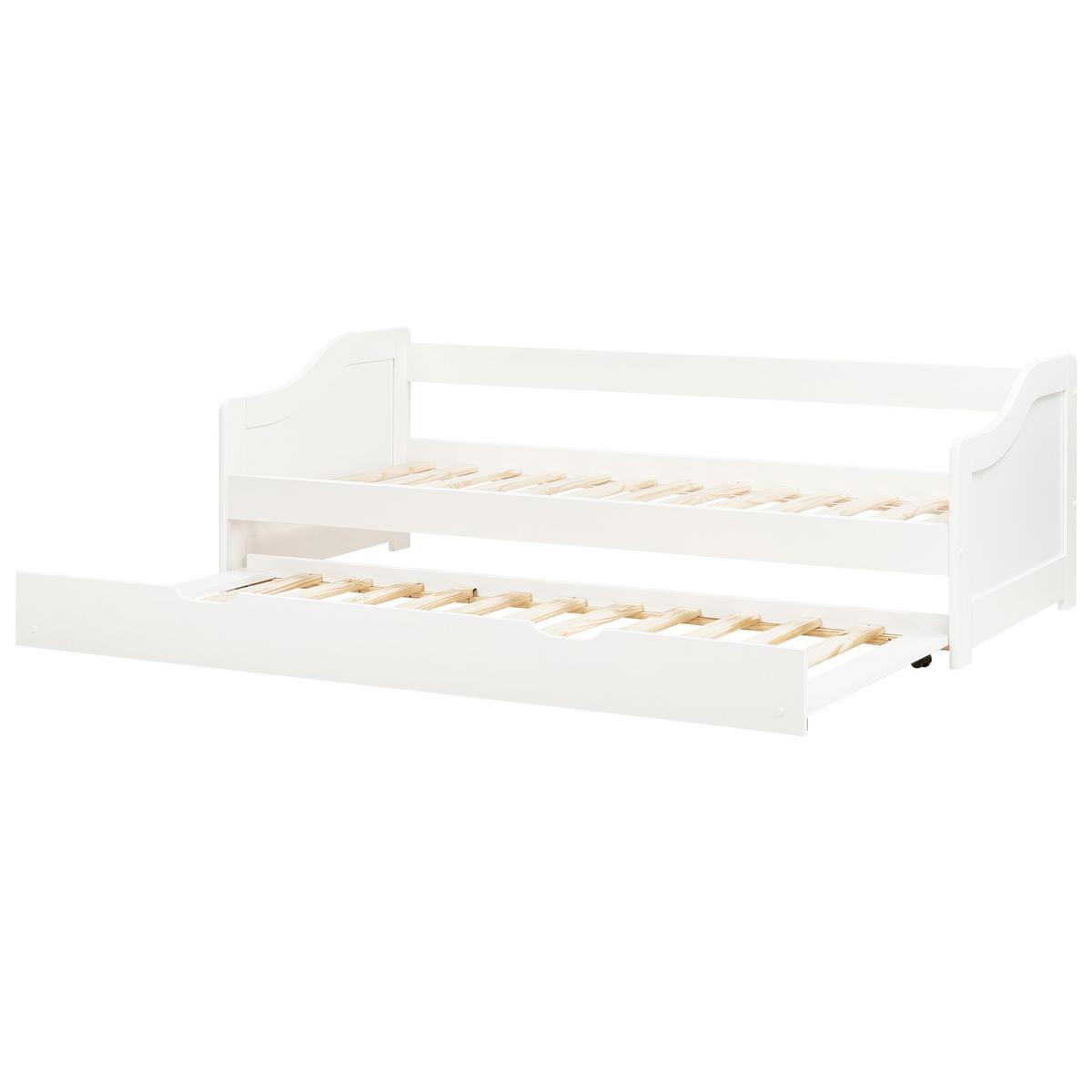 AUSZIEHBETT 90x200 cm Weiß Luneray - Weiß, Holz (90/200cm) - Beliani