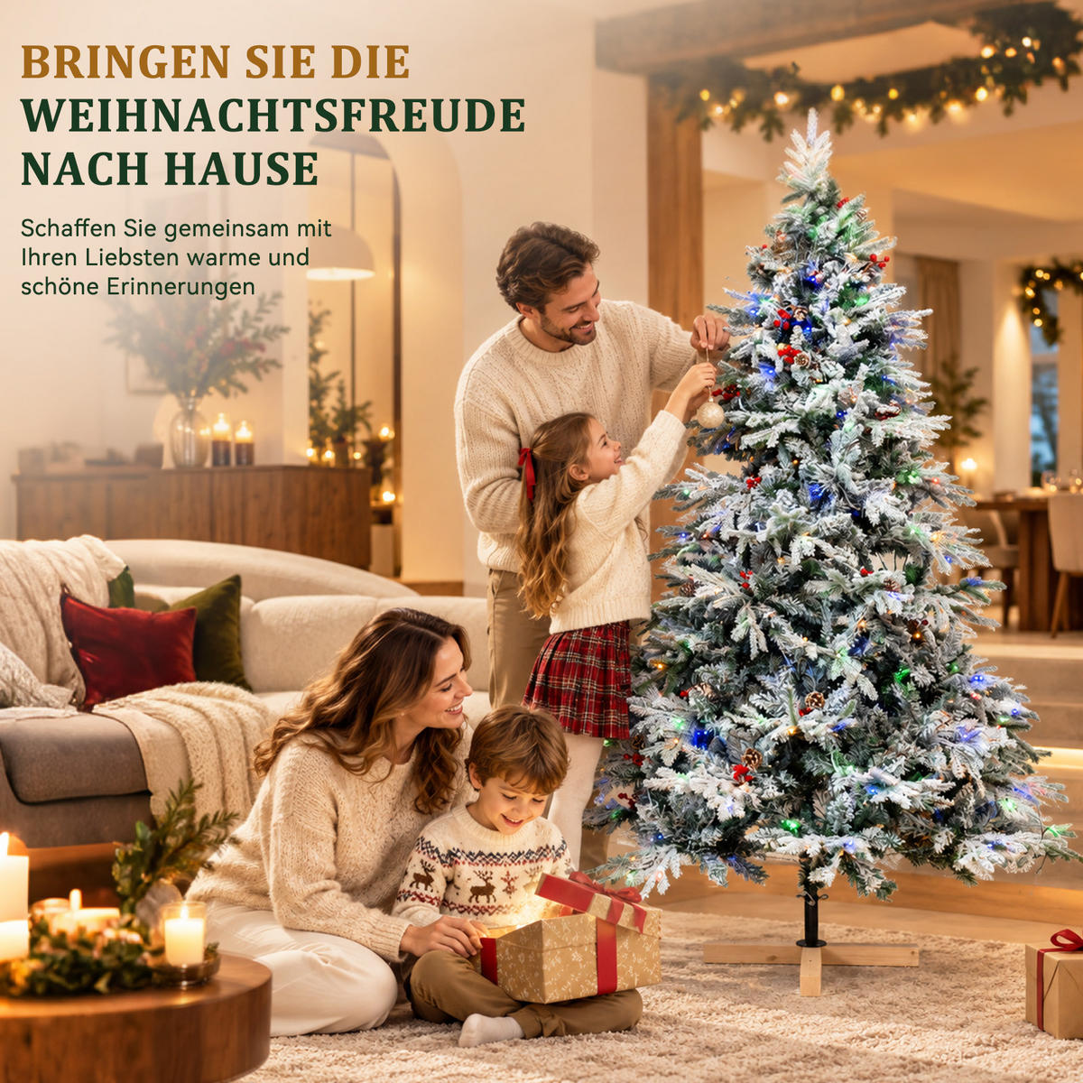 WEIHNACHTSBAUM 150 cm – LED-Dekobaum für Zuhause, Garten, Gewerbe & Feiern - Grün, Kunststoff (150cm)