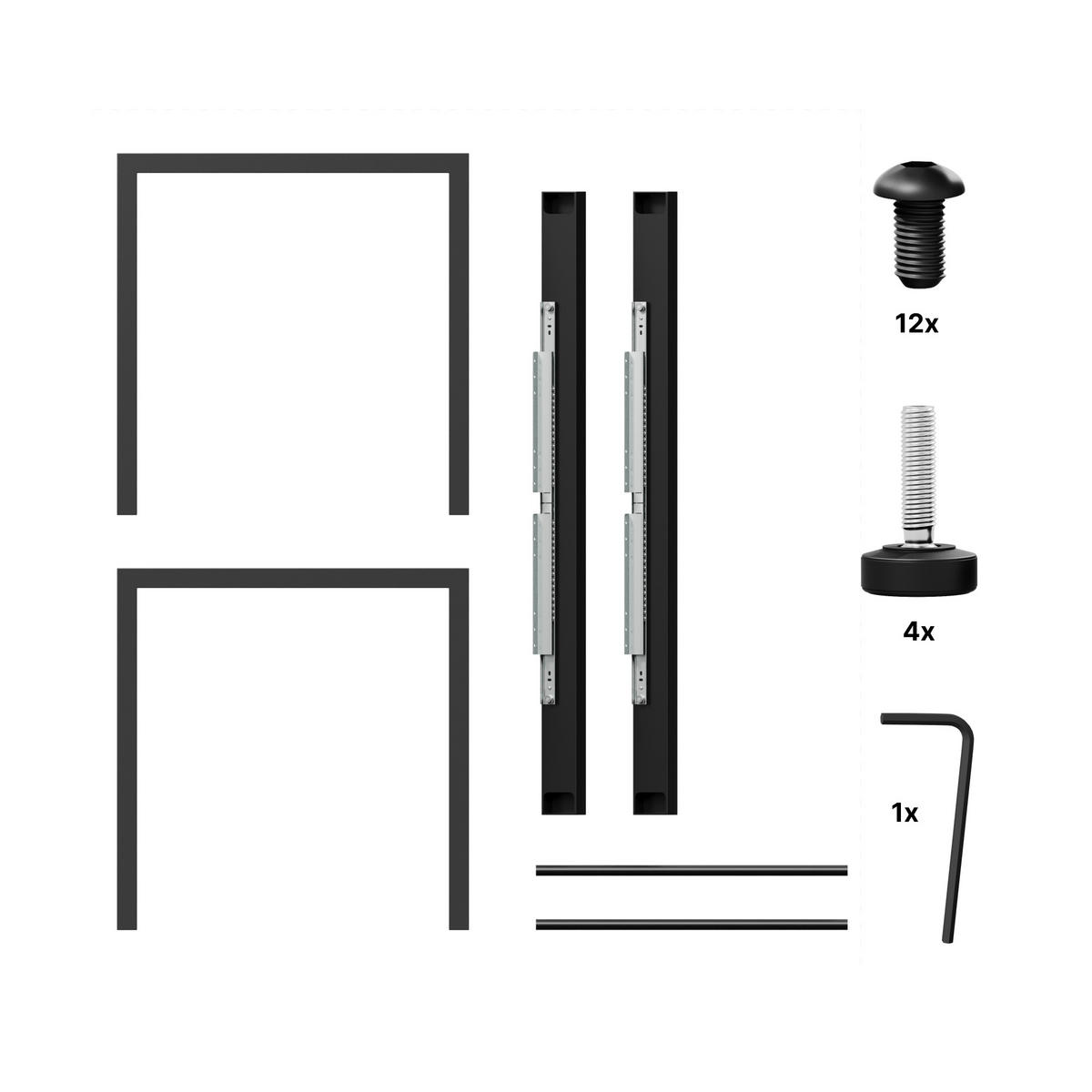 TISCHBEINE Etamin Split Metall Schwarz 72cm Ausziehbarer - Schwarz, Metall (70/72/140cm) - Metalo Pro