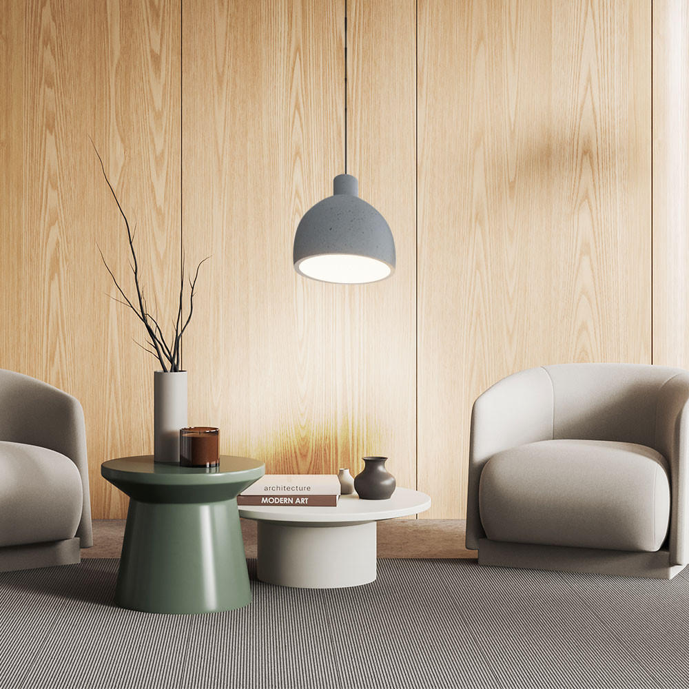 LED HÄNGELEUCHTE Beton Weiß Kuppel - Weiß, Stein (28/28/100cm)