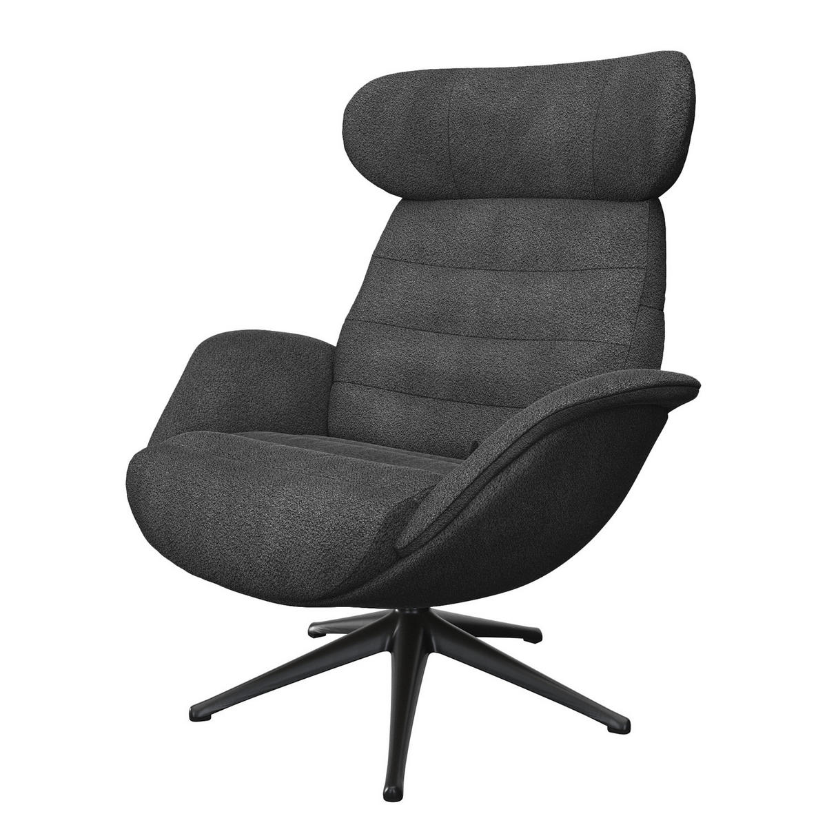 RELAXSESSEL - Anthrazit, Textil/Metall (90/107/90cm) - home24