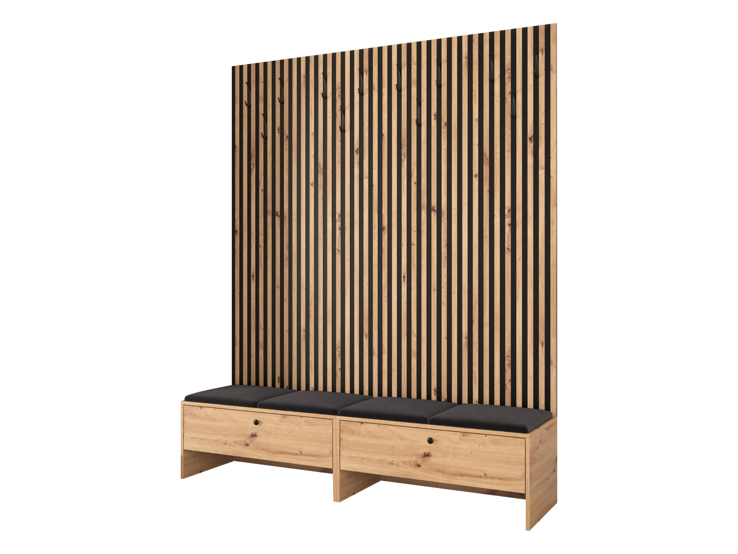 GARDEROBE Balma V - Schwarz, Holzwerkstoff/Textil (170/206/44cm) - MIRJAN24