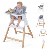 KINDERHOCHSTUHL mit Tablett grau - Grau, Holz (71/93/58cm) - COSTWAY