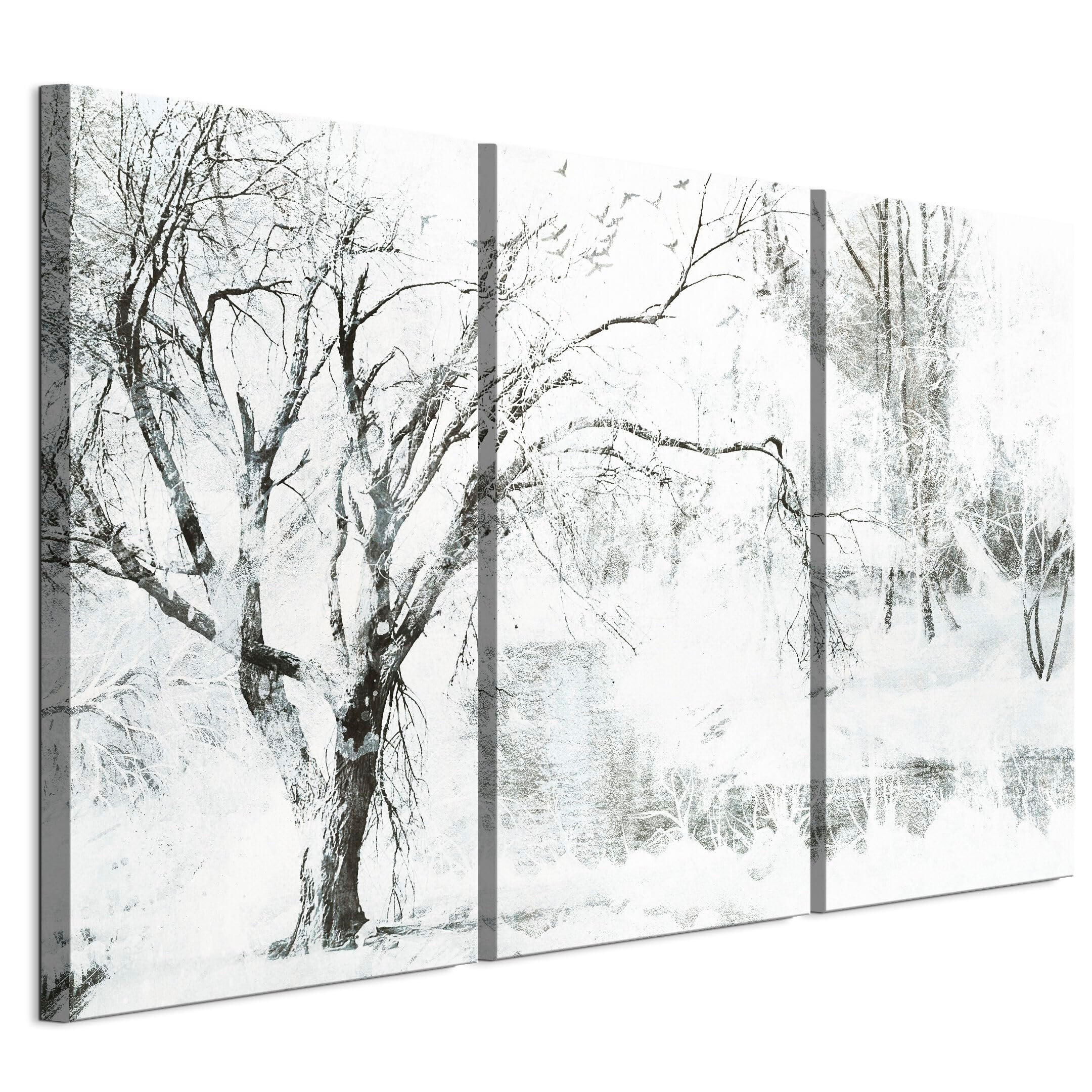 LEINWANDBILD Winter 3-tlg. 120x80 cm - Weiß, Holz (120/80cm) - LUMASOUL