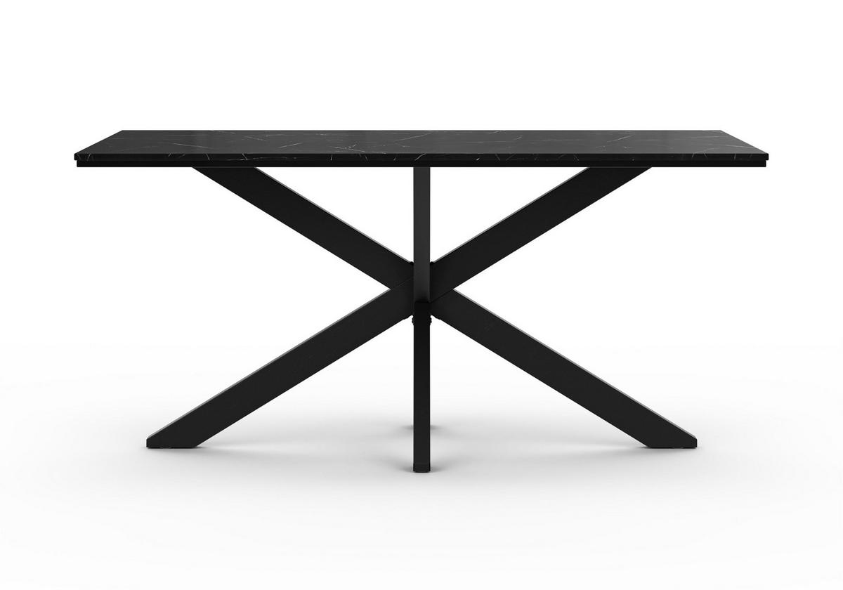 ESSTISCH 160 cm in Schwarzen Marmor-Optik - Schwarz Hochglanz, Metall (90/160/77cm) - Home Collective