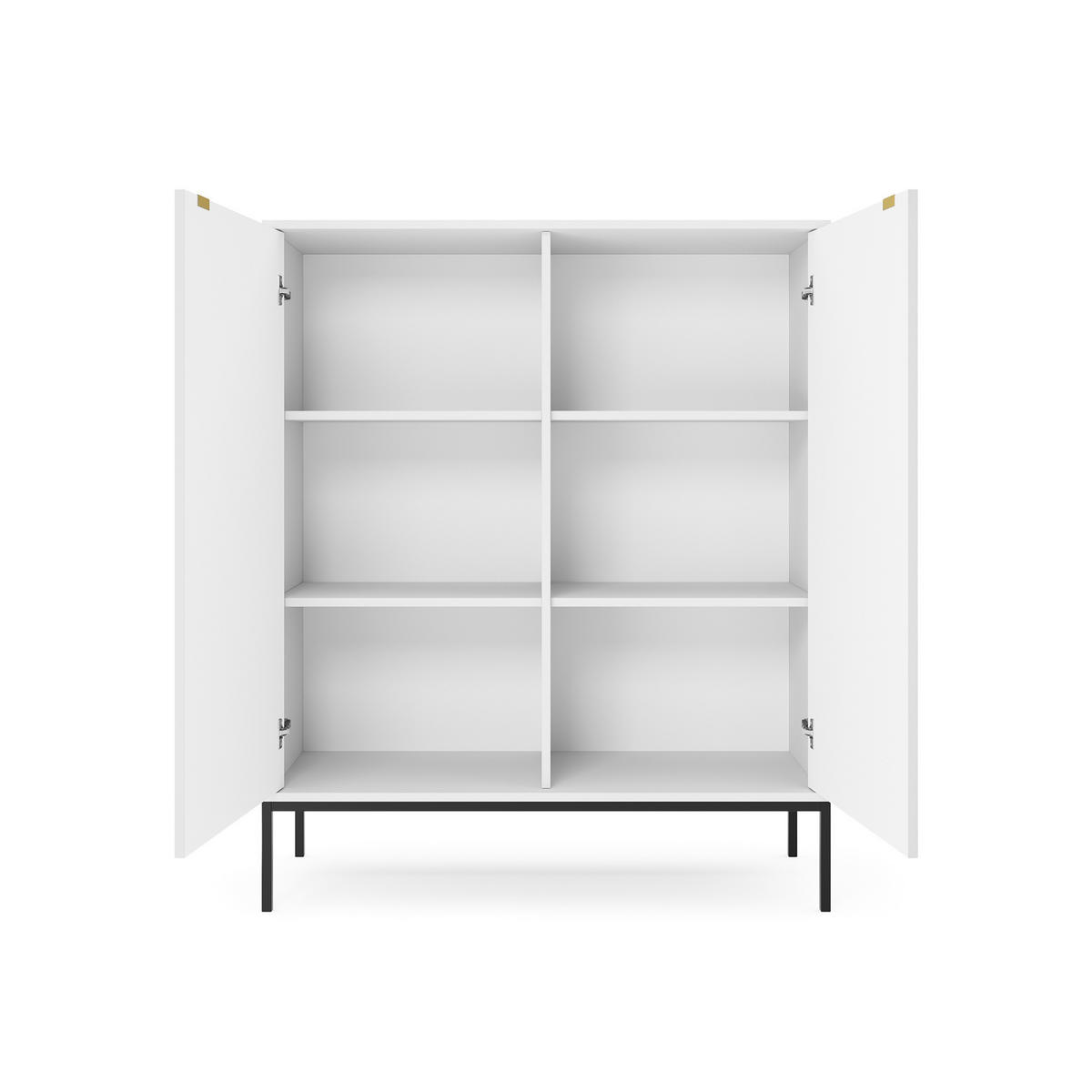 HIGHBOARD Nova Weiß, Schwarze Beine - Schwarz/Weiß, Holzwerkstoff/Metall (104/125/39cm) - Bettso
