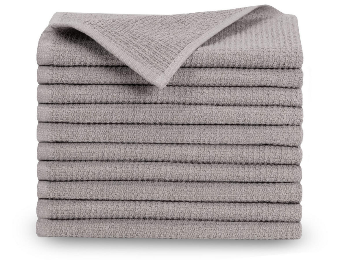 GÄSTETÜCHER, 10er-Set, 30x50 cm, 100% Baumwolle, Grau - Grau, Textil (30/50cm) - Zollner
