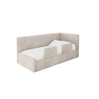 EINZELLBETT Jugendbett mit Bettkasten und Matratze H3/H4, Links - NORY 90x200 Beige - Ecru, Holzwerkstoff/Textil (90/200cm) - ALTDECOR