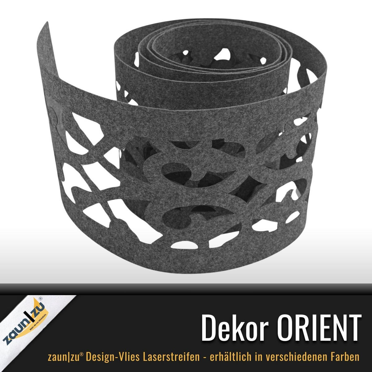 SICHTSCHUTZSTREIFEN Design Vlies Dekor Orient Einzelstreifen Schwarzgrau 2,55m - Schwarz, Kunststoff (260/19cm) - ZAUN|ZU