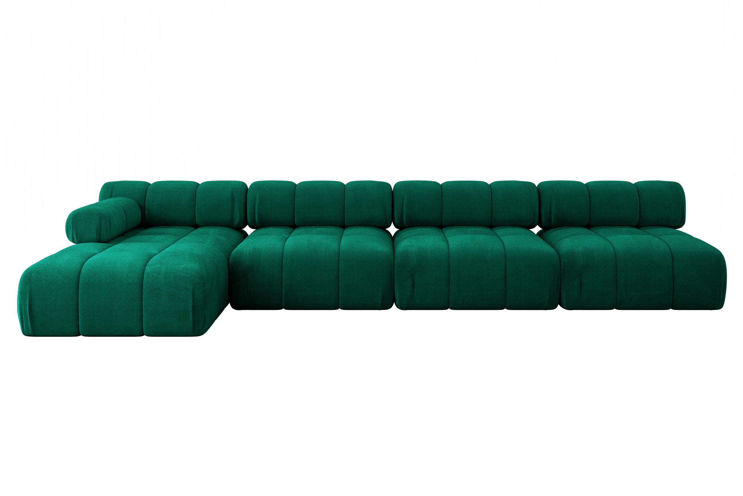 ECKSOFA modulares Sofa Razon-L3 - 380x160x70 cm Dunkelgrün Velours - Dunkelgrün, Holzwerkstoff/Textil (380/160cm) - ALTDECOR