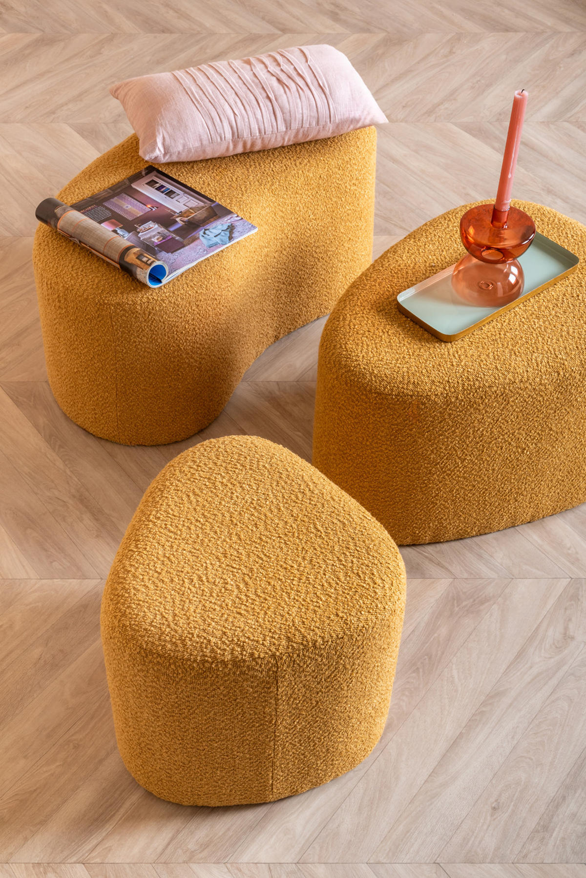 HOCKER Ada Organic 60/47/38 cm - Gelb, Textil (47/38/60cm) - Leitmotiv