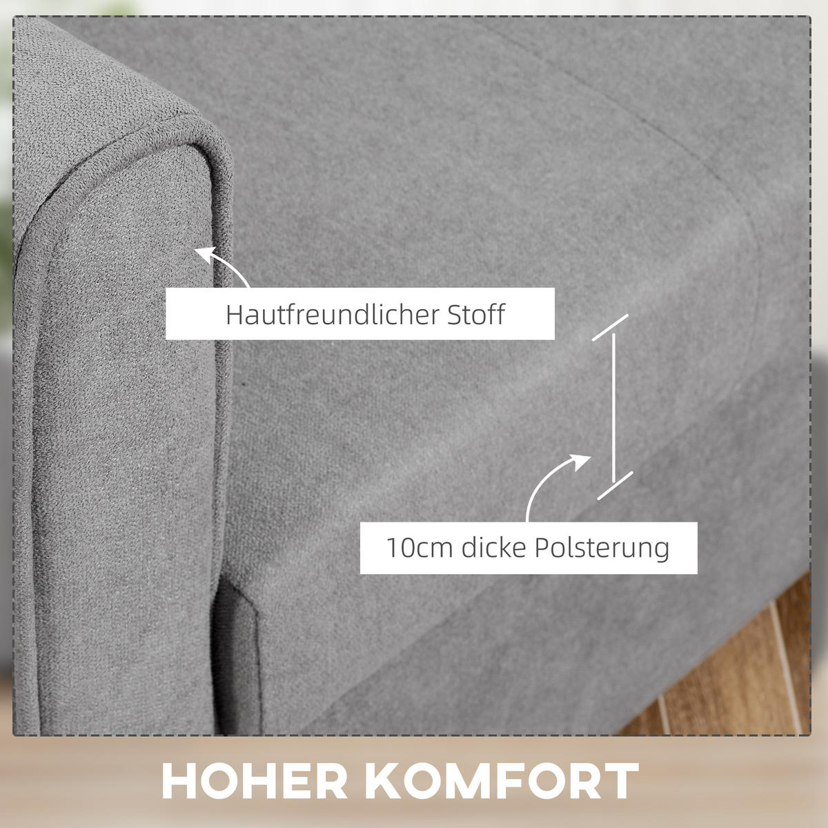 SCHLAFSOFA, Polyester, Holz, Grau - Grau, Holzwerkstoff/Kunststoff (101/81/152cm) - HOMCOM