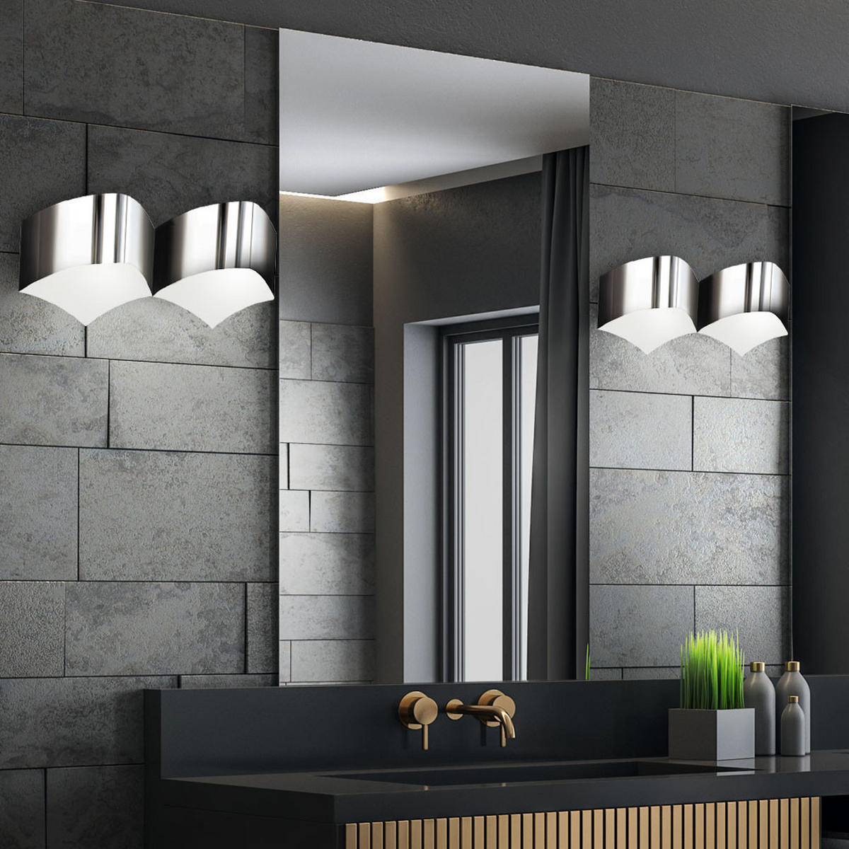 LED WANDLEUCHTE CARRE Chrom Silber - Silberfarben, Metall (11/18.5/45cm) - Wofi