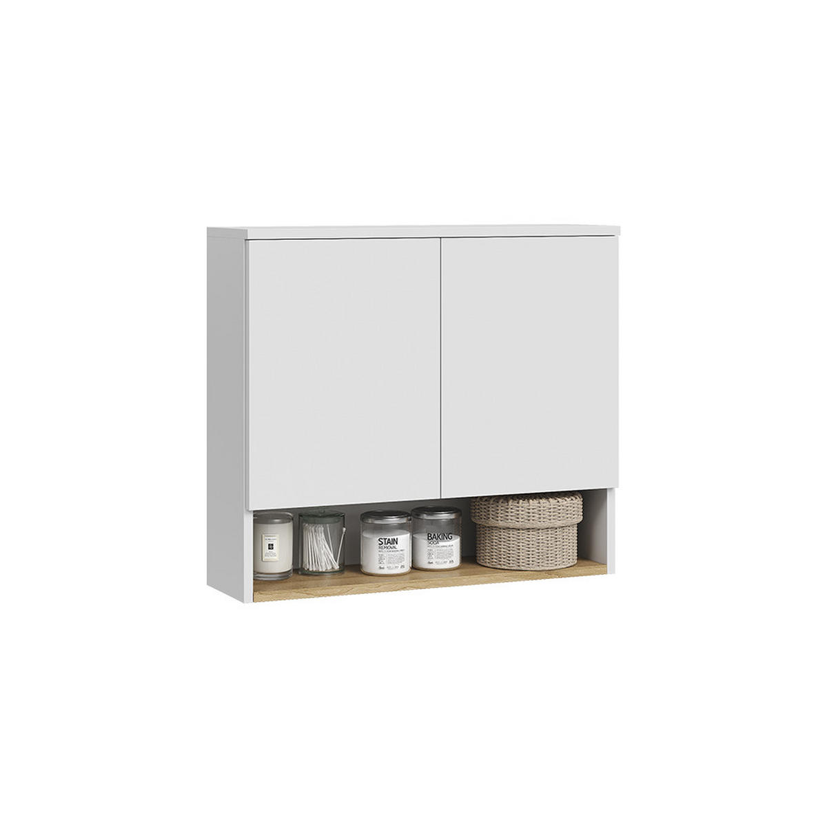 HÄNGESCHRANK Viktor, Weiß/Artisan-Eiche, 68 x 60 cm mit 2 Türen - Weiß/Eiche Artisan, Holzwerkstoff (68/60/20.5cm) - Vicco