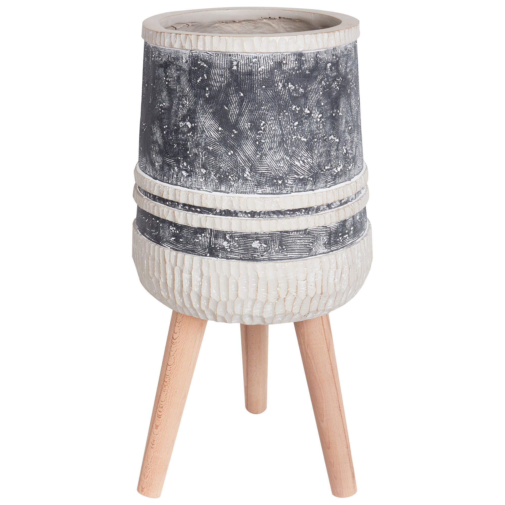 BLUMENTOPF Grau Arisaema - Hellbraun/Beige, Stein (57cm) - Beliani