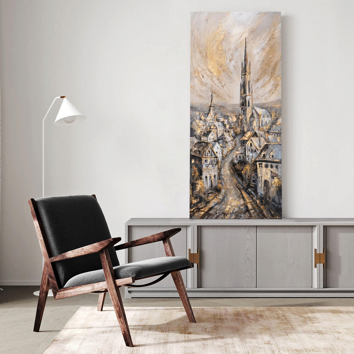 GEMÄLDE Antike Kathedrale auf Keilrahmen 115x50 cm - Multicolor, Holz (115/50cm) - YS-art gallery