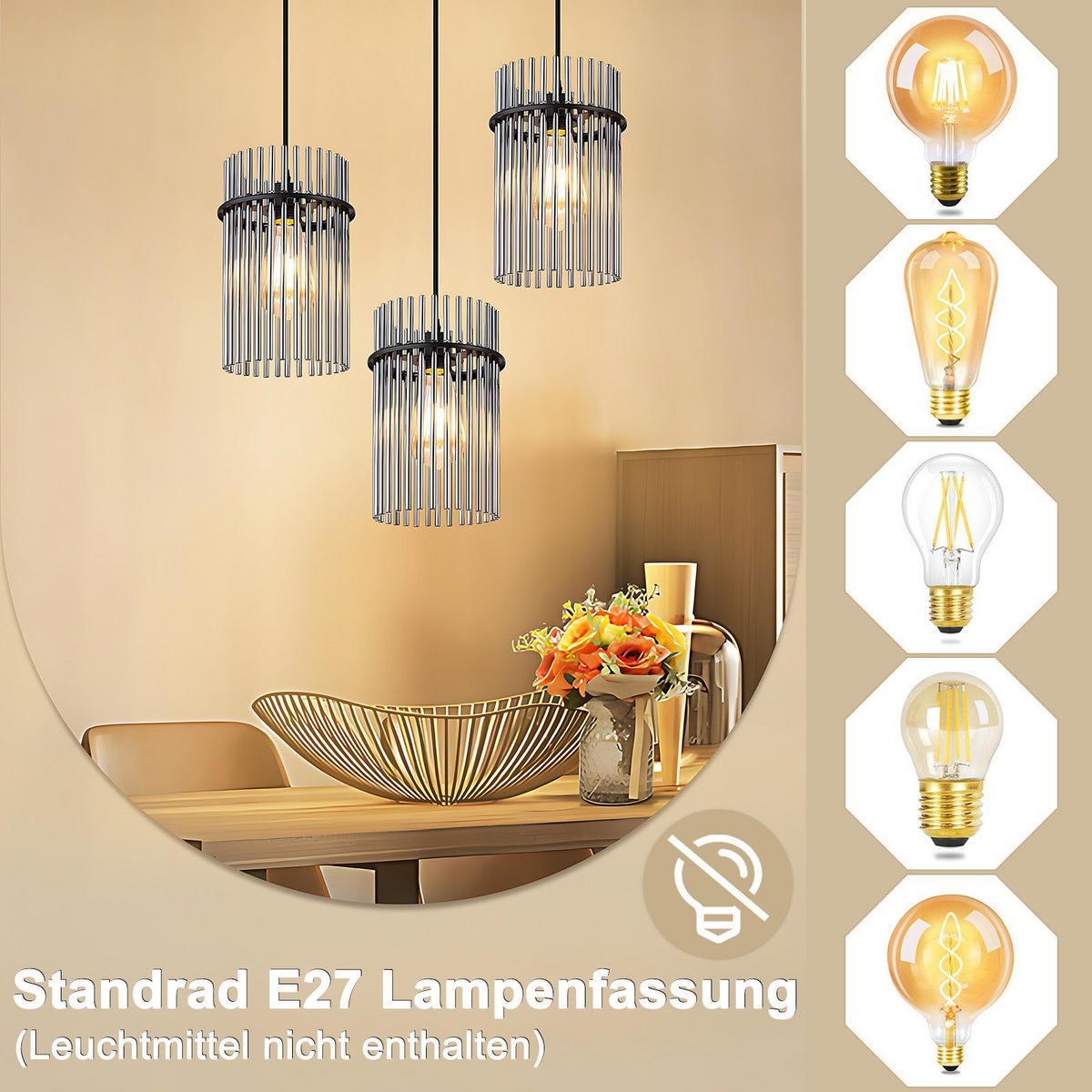 PENDELLEUCHTE BEATRIX Ⅲ 25/25/150 cm - Schwarz, Metall (25/25/150cm) - Nettlife