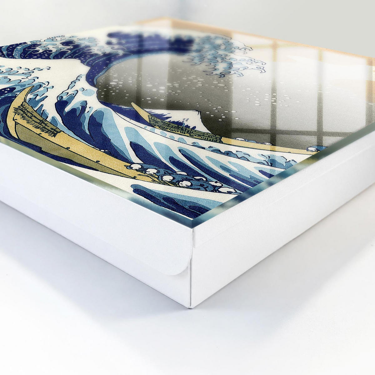 SCHLÜSSELBOX Weiß 30x30 cm – Türöffnung nach rechts - Die große Welle - Blau, Metall (30/30/5cm) - TULUP