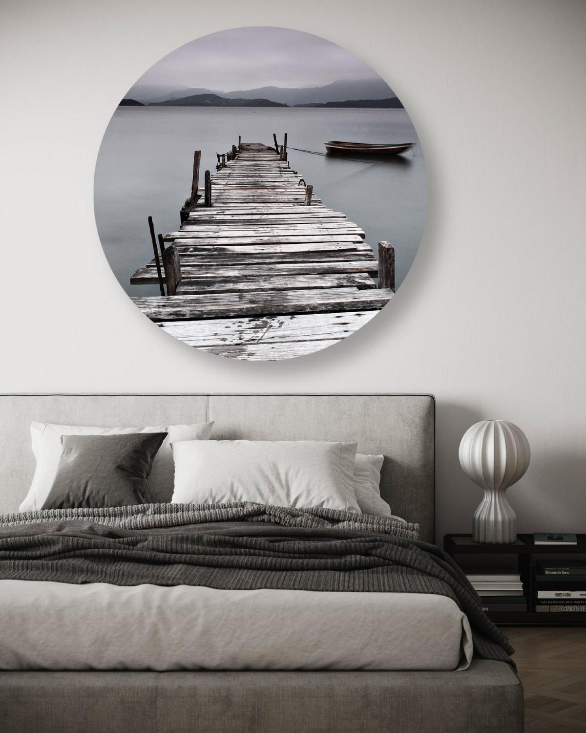 RUNDES BILD Grau 60/60 cm - Grau, Textil (60/60cm) - KUNSTLOFT