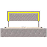 POLSTERBETT 140x200 cm Bettkasten Samt Knopfheftung schwarz - Beige, Holz (140/200cm) - LEBENLANG