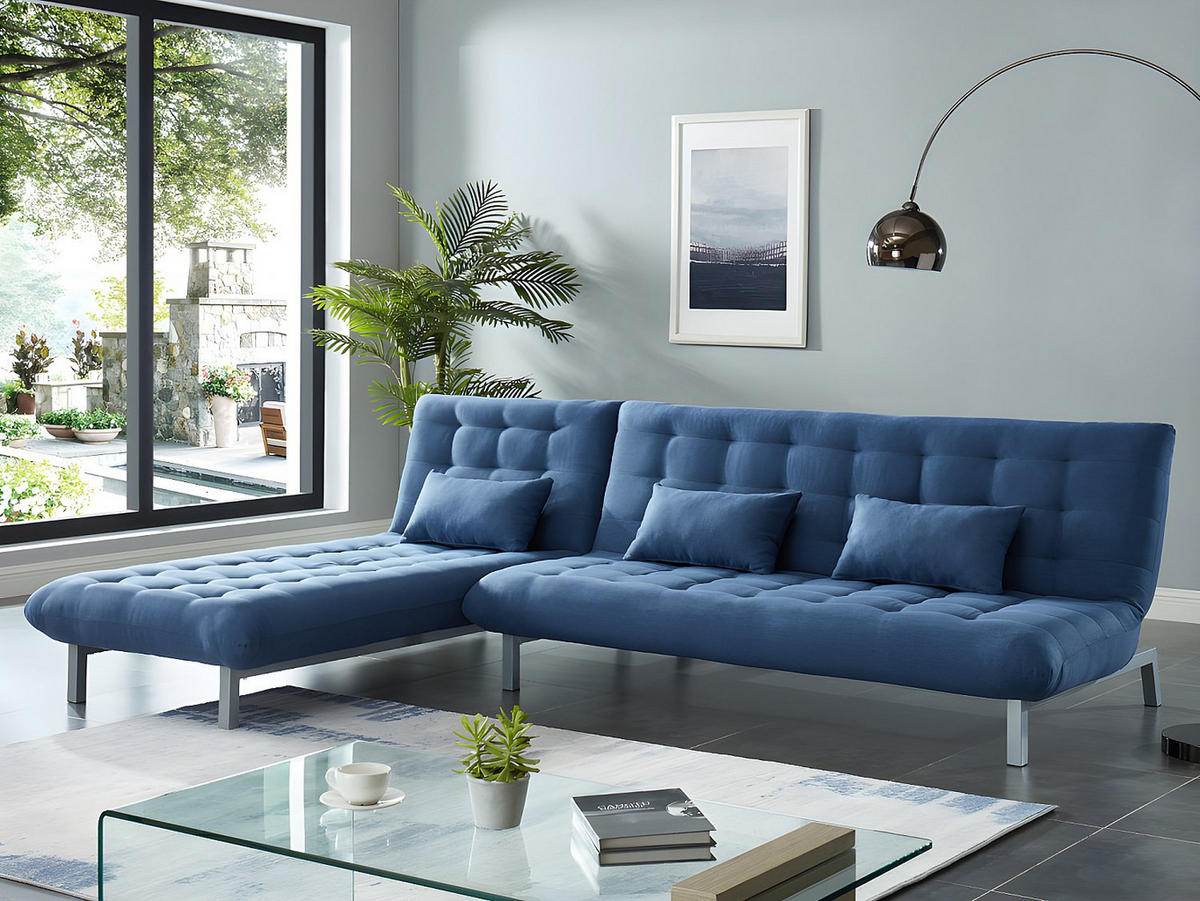 SCHLAFSOFA Klappsofa modulierbar - Stoff - Blau - HORNET - Blau, Textil (190/86/186cm) - Vente-Unique