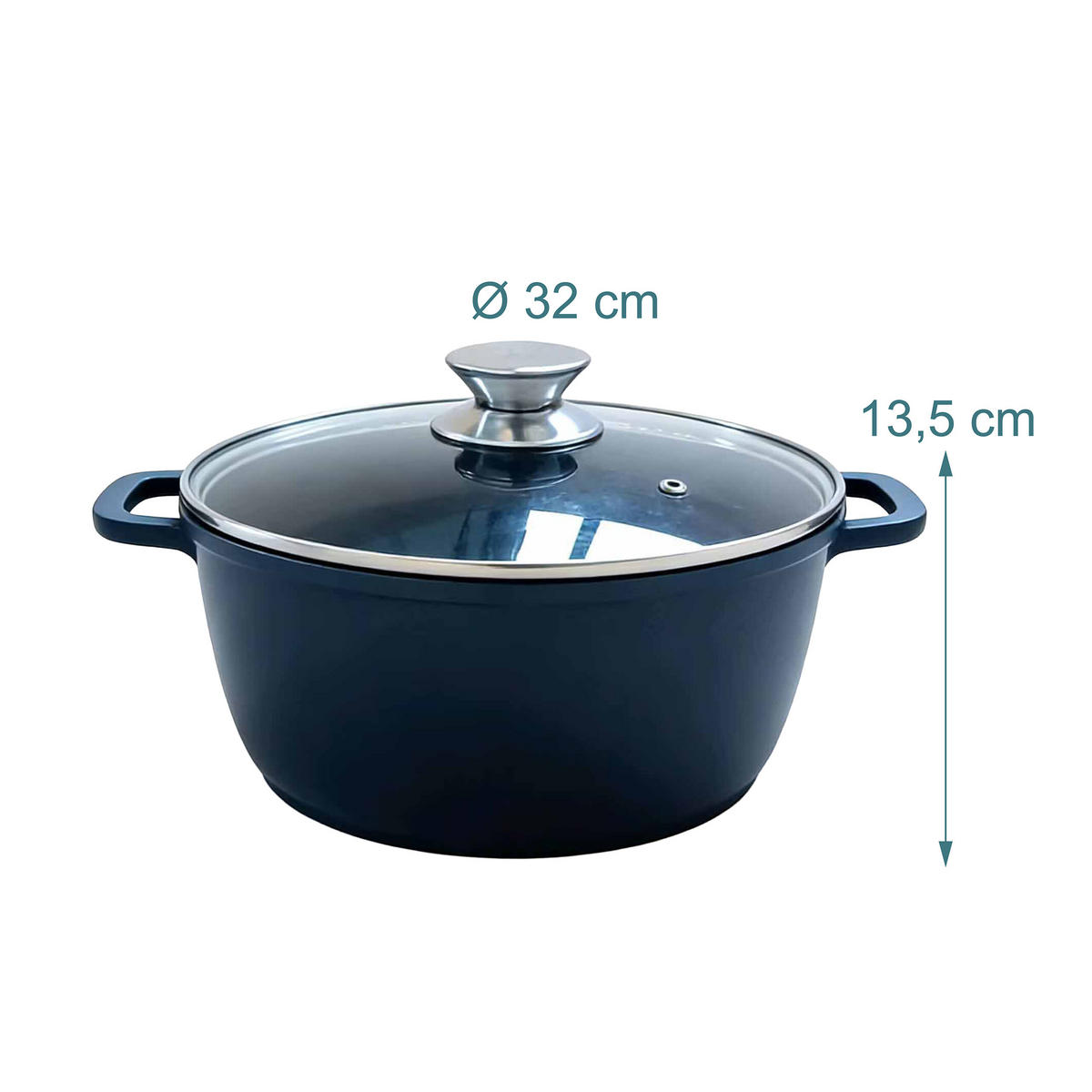 OALĂ Negru Argintiu aluminiu turnat capac din sticlă Ø 32 cm - negru, sticlă/metal (32/32/15cm) - Relaxdays
