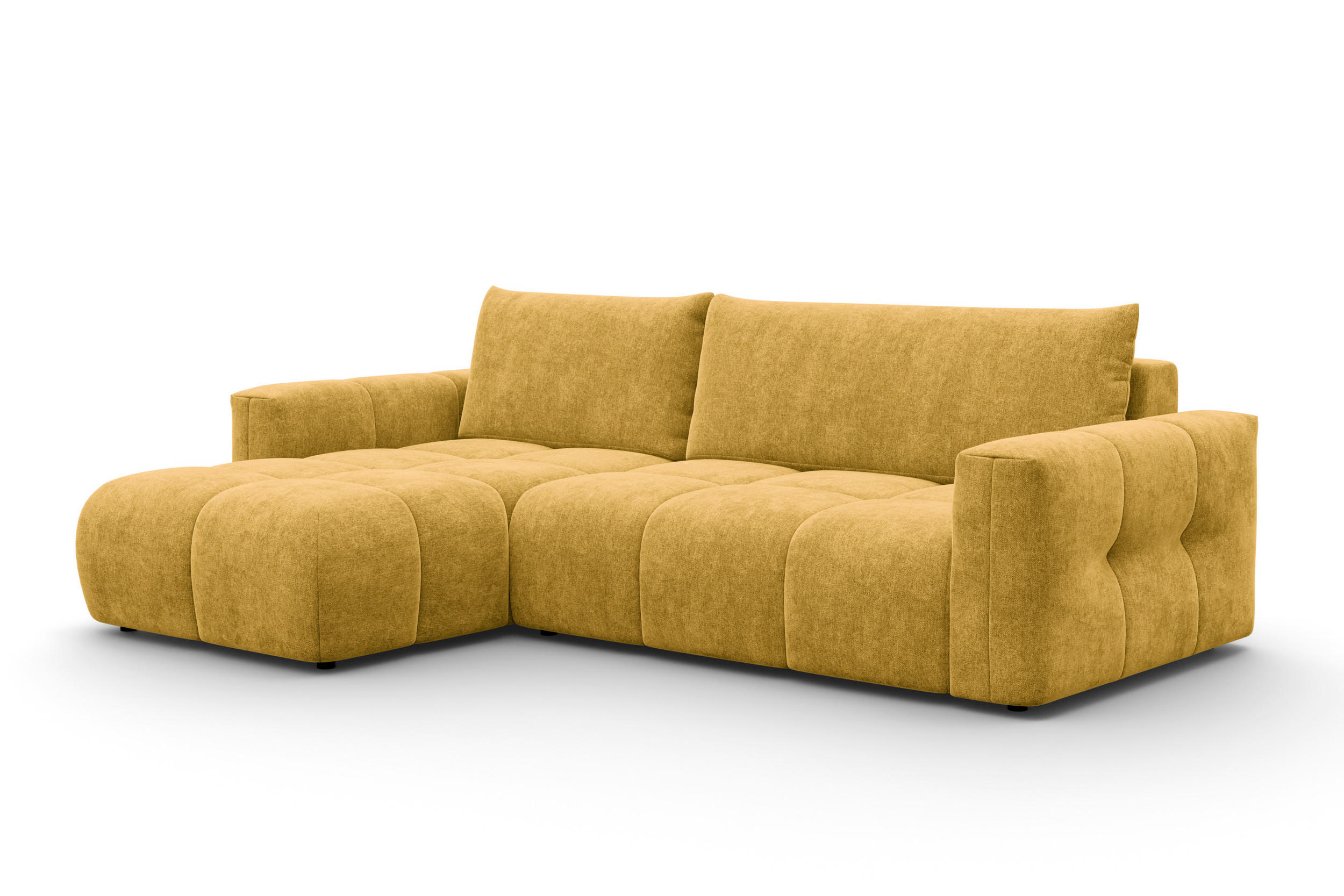 ECKSOFA VERONA 4-Sitzer links, Gelb - Gelb/Schwarz, Holz/Textil (266/173cm) - Courtois Laville
