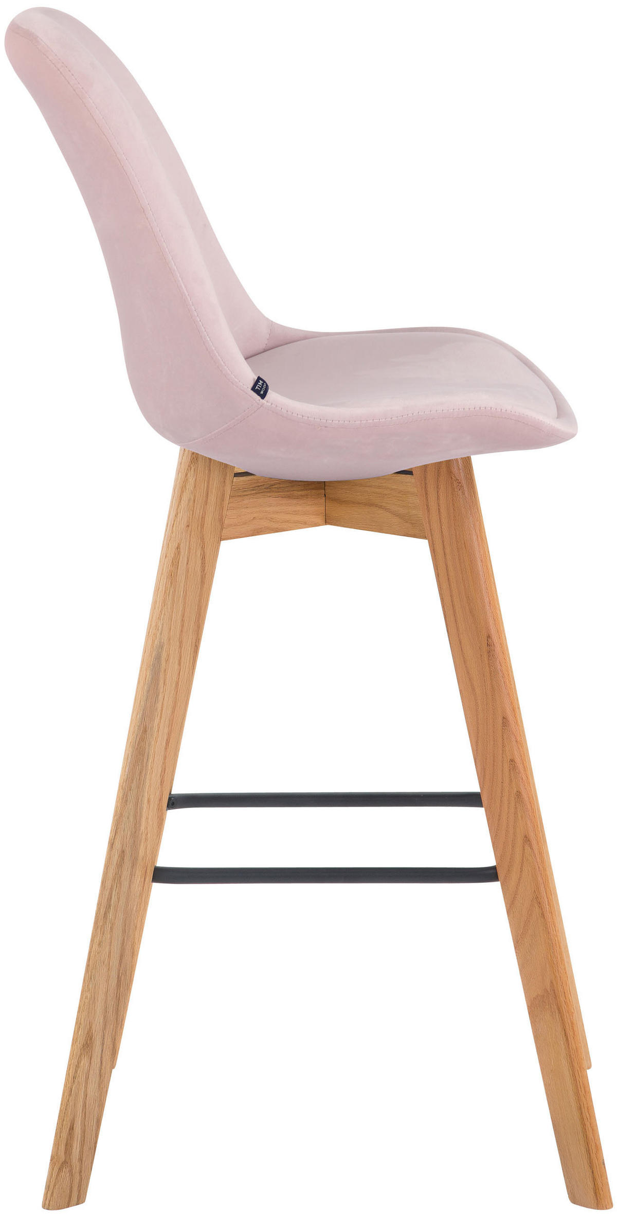 BARHOCKER Samt pink - Pink/Eukalyptusholzfarben, Holz/Textil (48/112/56cm) - CLP