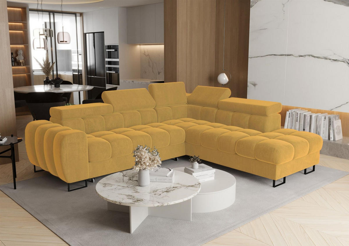 ECKSOFA Bastien Max Mit Schlaffunktion - Gelb, Holzwerkstoff/Textil (260/225cm) - Fun Möbel