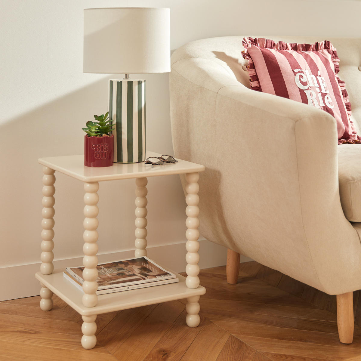 NACHTTISCH Chamlo 40/40/44 cm - Beige, Holzwerkstoff (40/44/40cm) - Atmosphera Createur d´interieur