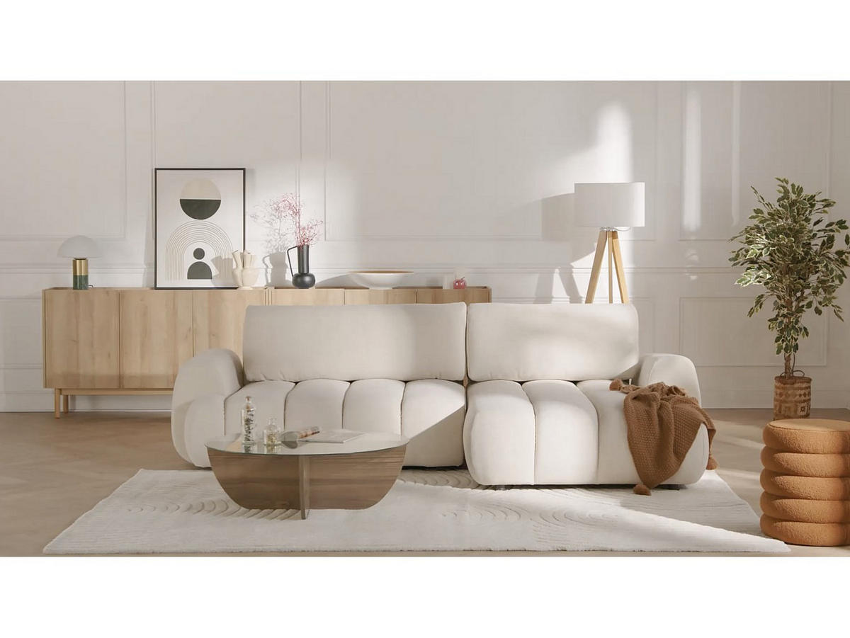 ECKSOFA mit Schlaffunktion - Ecke rechts - Stoff - Hellgrau - FRIDORA - Hellgrau, Textil (272/168cm) - Vente-Unique