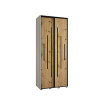 SCHWEBETÜRENSCHRANK 235,2/120/60 2-türig - Schwarz/Eiche Artisan, Holz/Metall (120/235/60cm) - Abiks Möbel