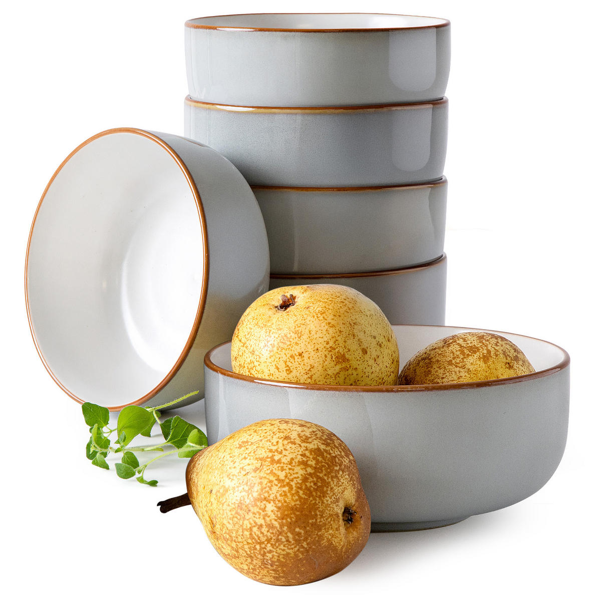 SCHÜSSEL-SET Suppenschalen PORTOFINO 6-tlg, - Blaugrau, Keramik (14.5cm) - PRESOTTO