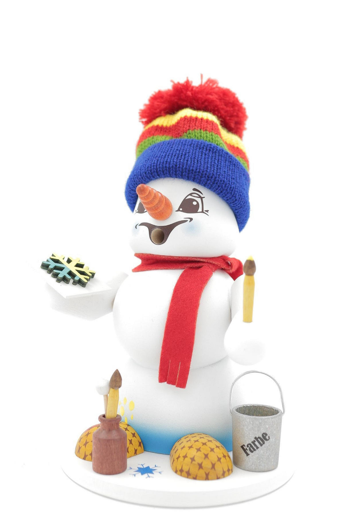 RAUCHFIGUR Schneemann Weiß Maler 19 cm - Multicolor, Holz (15/19/0.1cm)