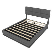POLSTERBETT 160/200 cm in Dunkelgrau Samt mit Bettkasten, LED, USB und Type-C - Grau, Holzwerkstoff/Textil (160/200cm) - STILVORA