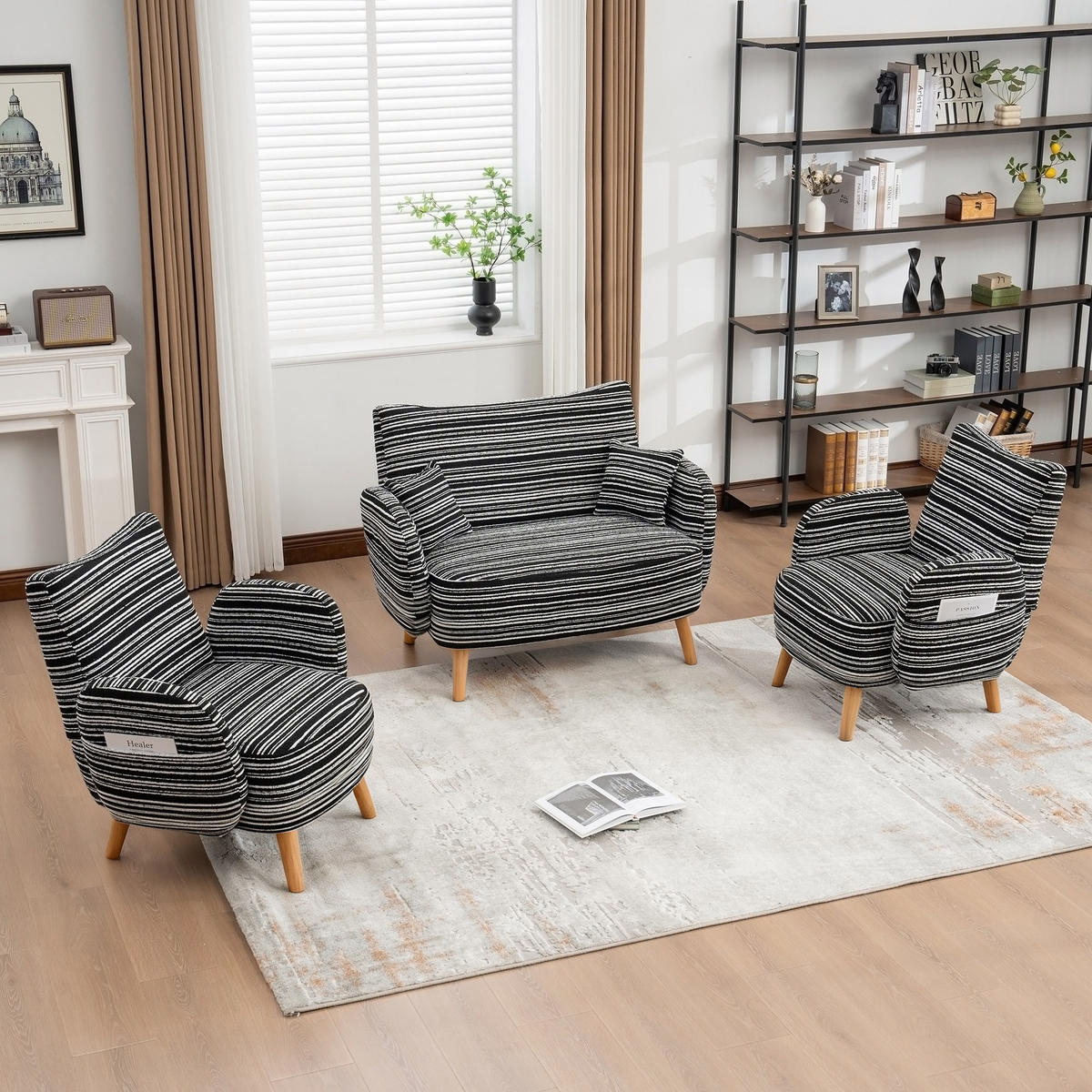 BIG SESSEL,Relaxsessel,Loungesofa,XXL-Sessel,Bouclé,Schwarz - Schwarz, Textil (121/63/81.5cm) - LVHOM