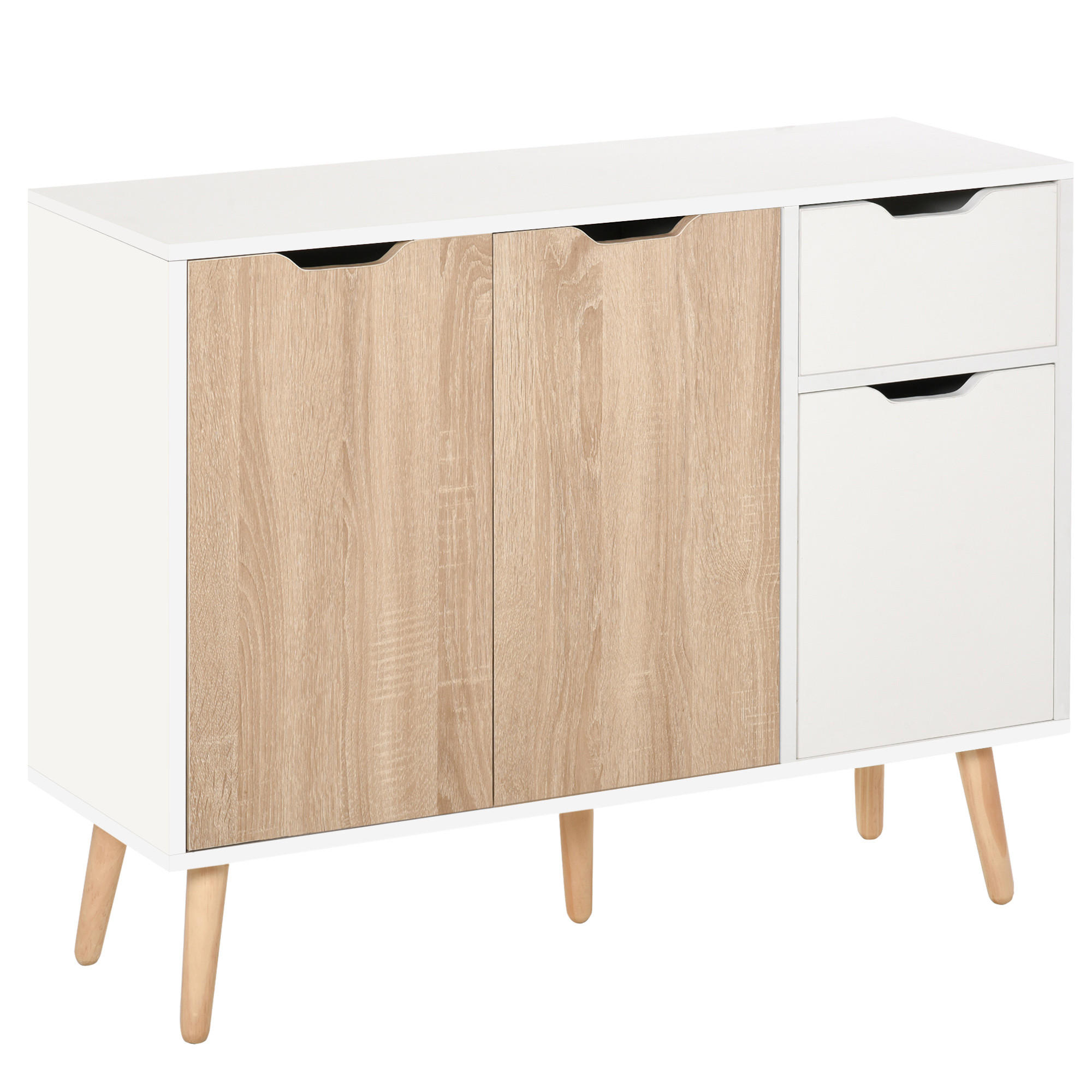 SIDEBOARD Weiß und Eichefarben 90/30/72 cm - Weiß, Holz (90/72/30cm) - PANGIVO